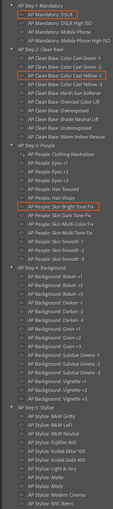 Highlighting-start-pack-presets